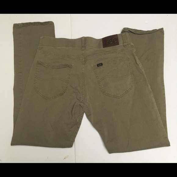 Lee Men's Active Stretch Straight Taper Chino Pants Beige Khaki 33x32 EUC - Picture 2 of 6
